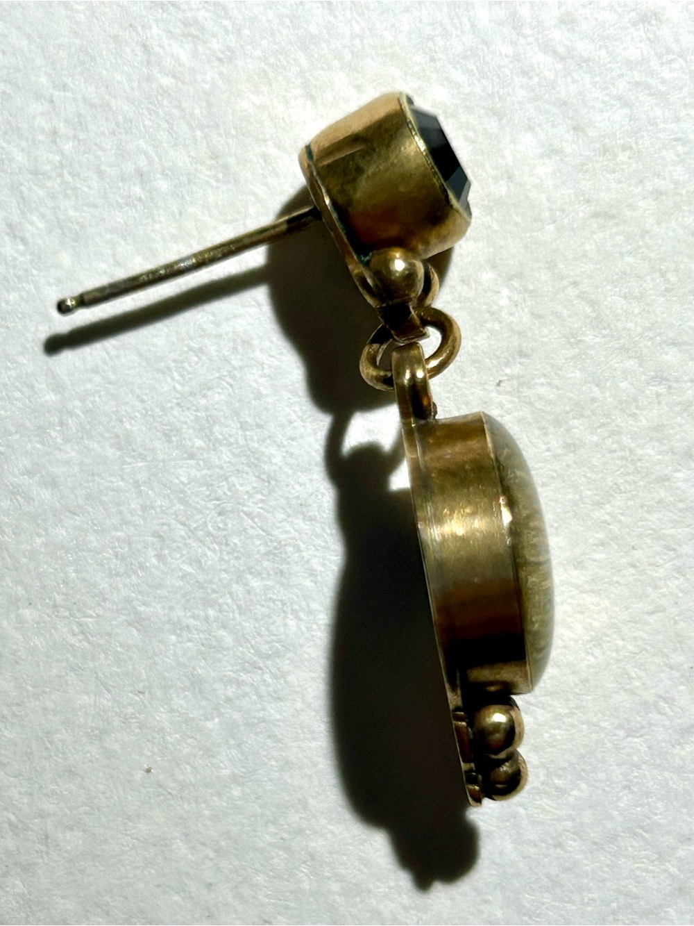 Virgin Saints & Angels Gold Tone Garnet Stone Drop Earrings EUC RARE - Picture 6 of 9
